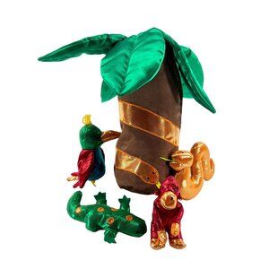 Pier 1 Imports Palm Tree Soft Sculpture With 4 Tropical Animals Zippered Trunk